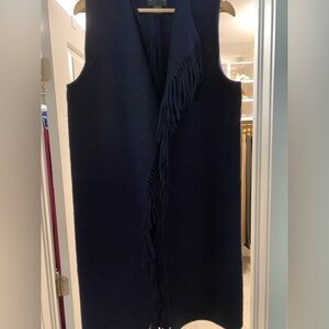 100% navy wool fringe vest, size M/L - good shape!